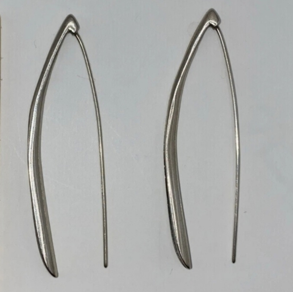 Rare Silpada Oxidized 925 Sterling Silver Folded Threader Earrings